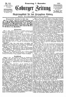 Coburger Zeitung Donnerstag 7. September 1865