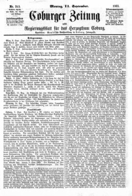 Coburger Zeitung Montag 11. September 1865