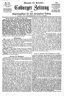 Coburger Zeitung Mittwoch 13. September 1865