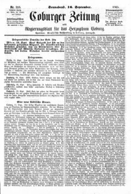 Coburger Zeitung Samstag 16. September 1865