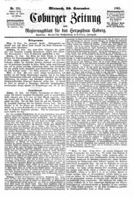 Coburger Zeitung Mittwoch 20. September 1865