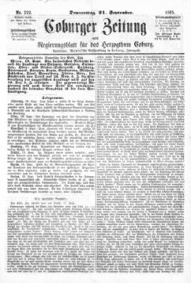 Coburger Zeitung Donnerstag 21. September 1865