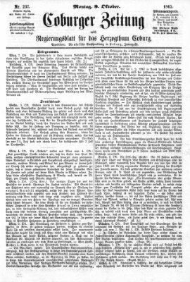 Coburger Zeitung Montag 9. Oktober 1865