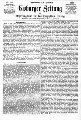 Coburger Zeitung Mittwoch 11. Oktober 1865