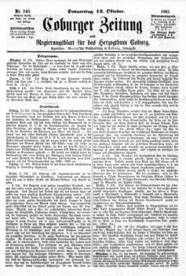 Coburger Zeitung Donnerstag 12. Oktober 1865