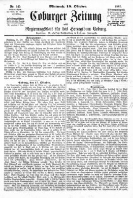 Coburger Zeitung Mittwoch 18. Oktober 1865