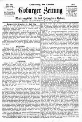 Coburger Zeitung Donnerstag 19. Oktober 1865