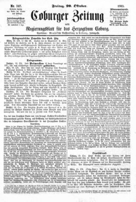 Coburger Zeitung Freitag 20. Oktober 1865