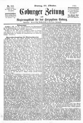 Coburger Zeitung Dienstag 31. Oktober 1865