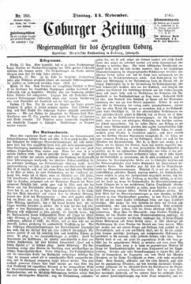 Coburger Zeitung Dienstag 14. November 1865