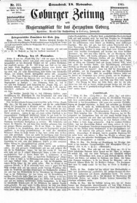 Coburger Zeitung Samstag 18. November 1865