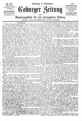 Coburger Zeitung Freitag 1. Dezember 1865