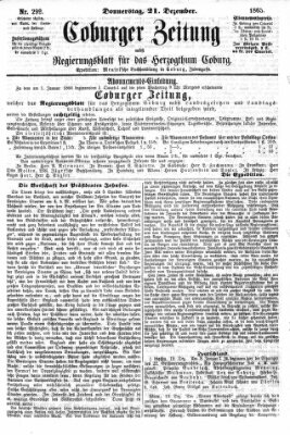 Coburger Zeitung Donnerstag 21. Dezember 1865