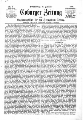 Coburger Zeitung Donnerstag 4. Januar 1866