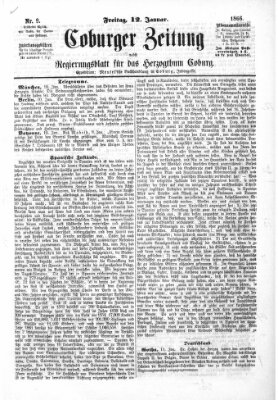 Coburger Zeitung Freitag 12. Januar 1866