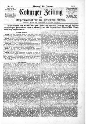 Coburger Zeitung Montag 22. Januar 1866