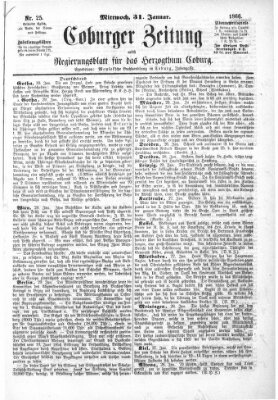 Coburger Zeitung Mittwoch 31. Januar 1866