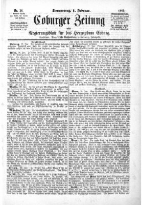 Coburger Zeitung Donnerstag 1. Februar 1866