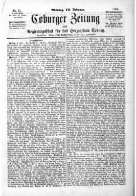 Coburger Zeitung Montag 12. Februar 1866