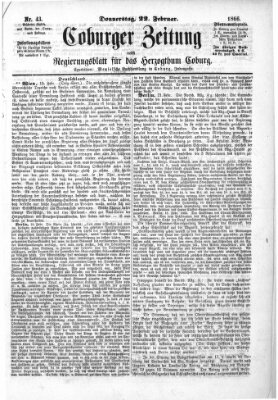 Coburger Zeitung Donnerstag 22. Februar 1866