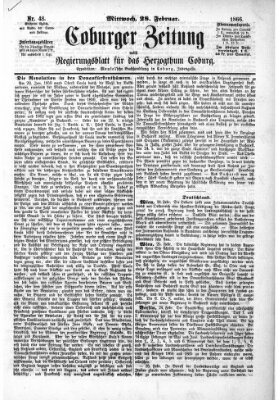 Coburger Zeitung Mittwoch 28. Februar 1866