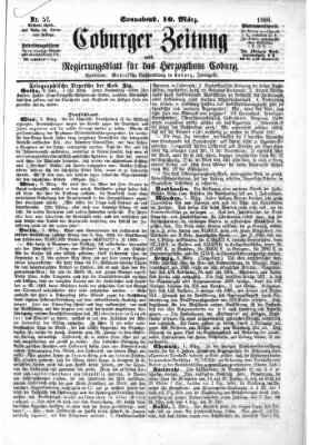 Coburger Zeitung Samstag 10. März 1866