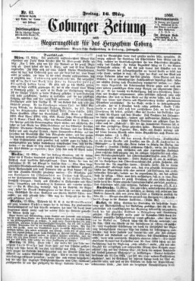 Coburger Zeitung Freitag 16. März 1866