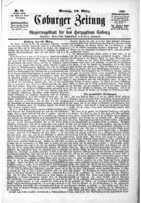 Coburger Zeitung Montag 19. März 1866