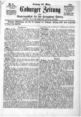 Coburger Zeitung Dienstag 27. März 1866