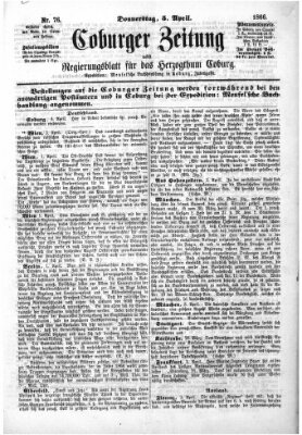 Coburger Zeitung Donnerstag 5. April 1866