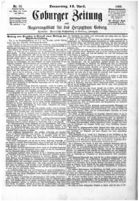 Coburger Zeitung Donnerstag 12. April 1866