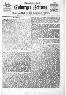 Coburger Zeitung Mittwoch 25. April 1866