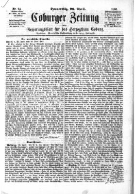 Coburger Zeitung Donnerstag 26. April 1866