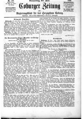 Coburger Zeitung Donnerstag 21. Juni 1866