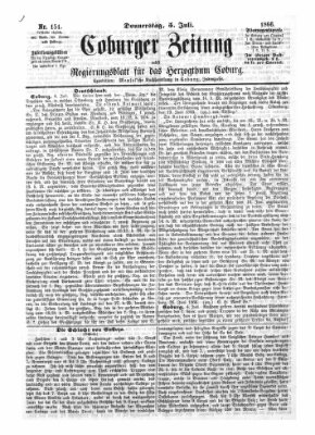 Coburger Zeitung Donnerstag 5. Juli 1866