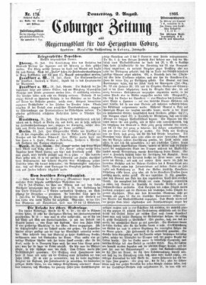 Coburger Zeitung Donnerstag 2. August 1866