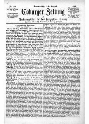 Coburger Zeitung Donnerstag 16. August 1866