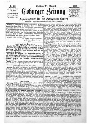 Coburger Zeitung Freitag 17. August 1866