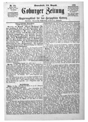 Coburger Zeitung Samstag 18. August 1866