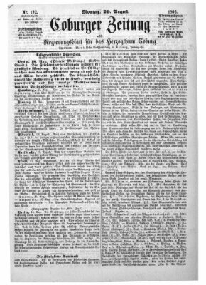 Coburger Zeitung Montag 20. August 1866