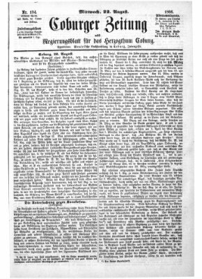 Coburger Zeitung Mittwoch 22. August 1866