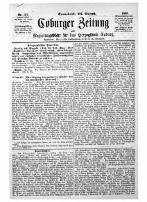 Coburger Zeitung Samstag 25. August 1866