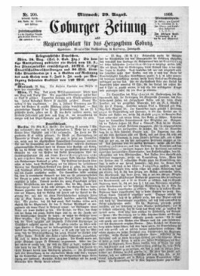 Coburger Zeitung Mittwoch 29. August 1866