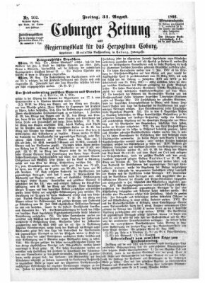 Coburger Zeitung Freitag 31. August 1866