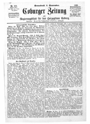 Coburger Zeitung Samstag 1. September 1866