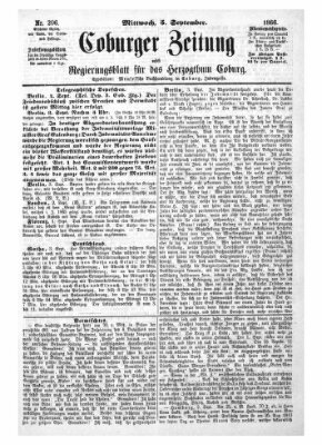 Coburger Zeitung Mittwoch 5. September 1866