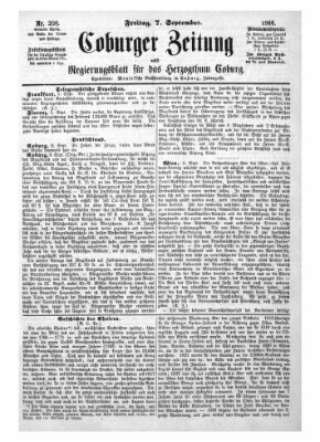 Coburger Zeitung Freitag 7. September 1866