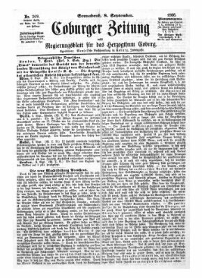 Coburger Zeitung Samstag 8. September 1866