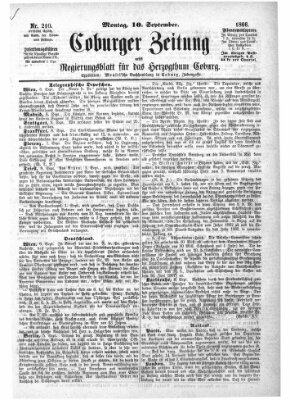 Coburger Zeitung Montag 10. September 1866