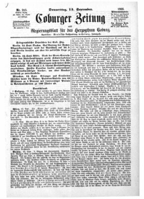 Coburger Zeitung Donnerstag 13. September 1866